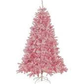 Shumee Sapin de Noël 210 cm rose en plastique avec support Période de Noël Noël salon Moderne
