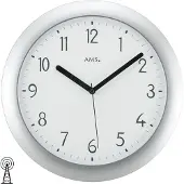 AMS 5843 Horloge murale radio analogique argentée ronde