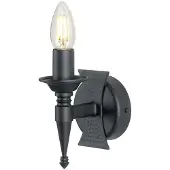 Elstead Lighting Applique murale Saxon noire avec bougeoir, 1xE14x60W, métal, dimensions : 17x10x12,5 cm, IP20, Elstead
