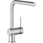 Kludi L STEEL Mitigeur monocommandé pour évier, levier fermé, EcoPlus, acier inox brossé, 45803F877
