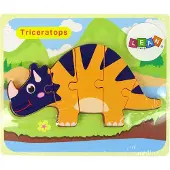 Leantoys Puzzle en bois Dinosaures Triceratops Ankylosaurus Orange