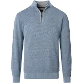 Casamoda Pull-over Demi-Zip Structure Mélanger Bleu