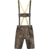 Haus Huberts Pantalon en cuir pour homme, court, gris sable, taille : 50