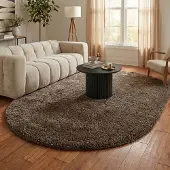 NATURL. Tapis shaggy ovale - Blaze Taupe | 160x230 cm | Ovale | Pile haute