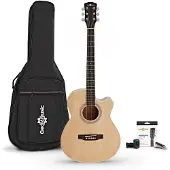 Gear4Music Guitare Acoustique à Pan Coupé et pack Accessoires par Natural