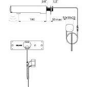 Delabie Vanne murale TEMPOMATIC 4 G 1/2B raccord encastré 230/6V L190