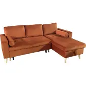 Happy Garden Canapé d'angle convertible JAMES 3 places en velours terracotta