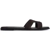BOSS Sandales en cuir suédé avec monogramme Double B brodé