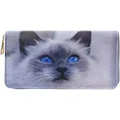 Juleeze JZWA0201 Porte-monnaie motif chat yeux bleus gris 19x10cm