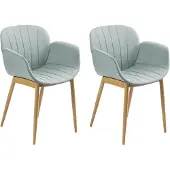 Beliani Lot de 2 chaises de salle à manger en tissu vert menthe avec accoudoirs mobilier de salle à manger design et moderne