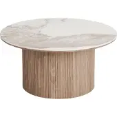 Ebuy24 Isa table basse Ø80 cm céramique blanche.