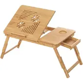 Songmics Table pour ordinateur portable Table de lit réglable en hauteur, pliable