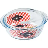 Ô cuisine Rôtissoire en verre Plat à four Rôtissoire en verre avec couvercle Rond 2 L