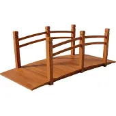 Relaxdays Pont de jardin , avec balustrade, en bois de sapin, pour bassin de jardin, H x l x P : 58 x 171,5 x 75 cm, 200 kg, pont en bois, orange
