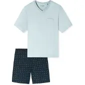 Schiesser Pyjama court ' Comfort Essentials ' bleu marine / bleu clair