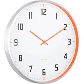 Karlsson Sports, Horloge, murale, ronde, orange, blanche, aluminium, pile