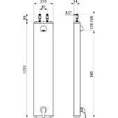 Delabie Douche murale en aluminium, avec système anti-coup de pied (EHM), raccordement supérieur, pommeau de douche 6 l/min
