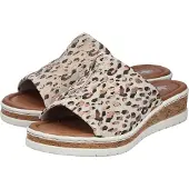 Rieker Sandales compensées V418860 V41 pour femmes, couleur beige, modèle pantoufle, pour un usage quotidien