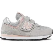 New Balance unisex pour enfant. PV574V1 Baskets 574 Core Hook & Loop en cuir gris (35), Plat, Velcro, Casuel, mode enfantine