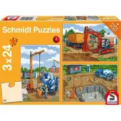 Schmidt Jeux Jeux Puzzle pour enfants Sur le chantier, 3x24 pièces