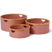 Lumaland Cadre en bambou Boîte de rangement ronde - Lot de 3 - Rose