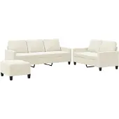 vidaXL Ensemble de canapés 3 pièces avec coussins Crème Velours