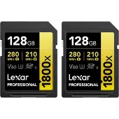 Lexar Professional SDXC 1800x GOLD 128 Go 210 Mo/s - Lot de 2
