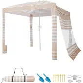 Vevor Tonnelle de Plage 2,4 x 2,4 m