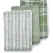 kela Pasédo Lot De 3 Torchons Coton Vert Olive 65x45 Cm