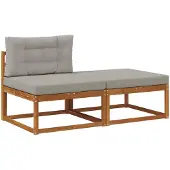 vidaXL Modules de canapé modulable avec coussins (2 pièces), couleur naturelle