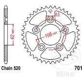 JT Sprockets Couronne moto JTR701,40