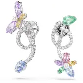 Swarovski Boucles d'oreilles vert / violet / argent / transparent