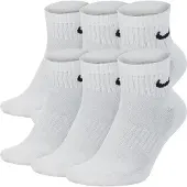 Nike Everyday + Cushioned Ankle 6 Pack Unisexe - Chaussettes, Blanc - Taille 38 - 42 - Coton