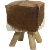 Beliani Tabouret en agneau / teck blanc / marron DALTON