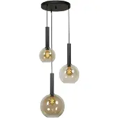 Masterlight Lampe suspendue noire Bella 3 lumières avec ampoules en verre