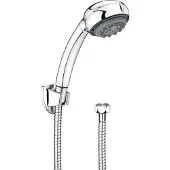 Con-P CON : P Carballo Set de douche, douchette, 8 types de jet, diamètre 85 mm avec fonction anti-calcaire, Tuyau de douche, métal, 1/2 "X 150 cm, support mural, 1 pièce, chrome, sa330695