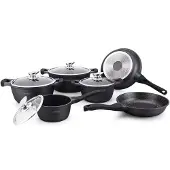 Royalty Line Ensemble Poêle et Casserole, 6 Casseroles - Noir