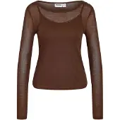 Noisy May T-shirt 'NMNusa' marron