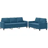 vidaXL Ensemble de canapés 2 pièces avec coussins bleu velours