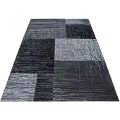 Ayyildiz Teppiche Ayyildiz | Tapis moderne - Rectangles gris-noir - 200 cm x 290 cm - Antidérapant et doux