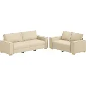 vidaXL Ensemble de canapés 2 pièces avec coussins Crème Tissu
