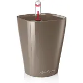 Lechuza Pot De Table Mini-Deltini - Kit Complet, Taupe Brillant Ø 10 X 13 Cm