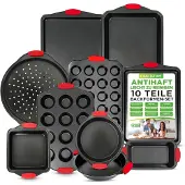 Nutrichef 10-teiliges Backformen Set, Moule à gâteau, Noir