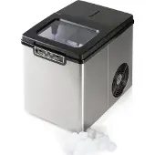 Primo PR403IB Machine à glaçons - Machine à glaçons avec cuillère à glace - Petits & grands glaçons - 1,8 L - 12kg/24h - Acier inoxydable