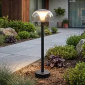 LumenXL Lampadaire noir avec abat-jour transparent - Joaz