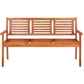 vidaXL banc de jardin 3 places avec support 150 cm en bois massif d'eucalyptus