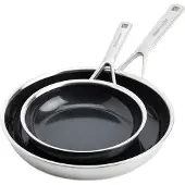 KitchenAid - Ensemble de poêles à frire en acier inoxydable multiplis 20 cm + 28 cm
