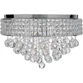 Beliani Lustre lampe pendante en fer argenté chromé avec cristaux style glamour salon salle à manger