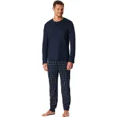 Schiesser Pyjama long 'Fine Interlock' bleu foncé
