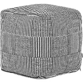 Beliani Pouf Pandran Noir Blanc Coton